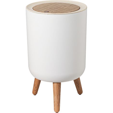 7-Liter-Badezimmer-Standmülleimer – Original-Holzfarbe, mit aufsteckbarem Deckel, geeignet für Küche, Bad, Schlafzimmer, Wohnzimmer (1/5)
