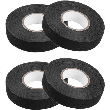 Cinta de tela, 4 piezas, Negra, 19 mm x 15 m, Cinta aislante, Brida para cables, Cinta aislante, Cinta textil, motocicletas y hogares, Poliéster (1/5)