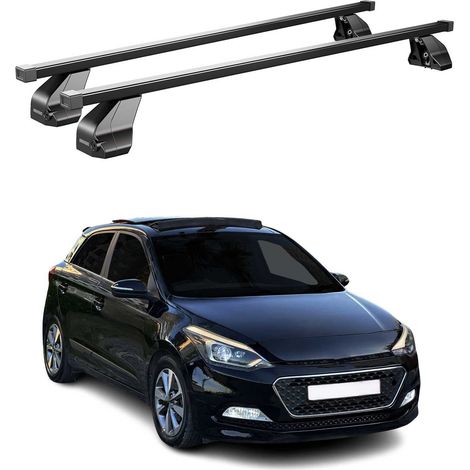 OMAC Dachträger Querträger Stahl für Hyundai i20 II 2014-2020 – Abschließbar – City-Crash-getestet – DIN 75302:2019 – ISO/PAS 11154:2006 – Max. 75 kg Schwarz (1/5)