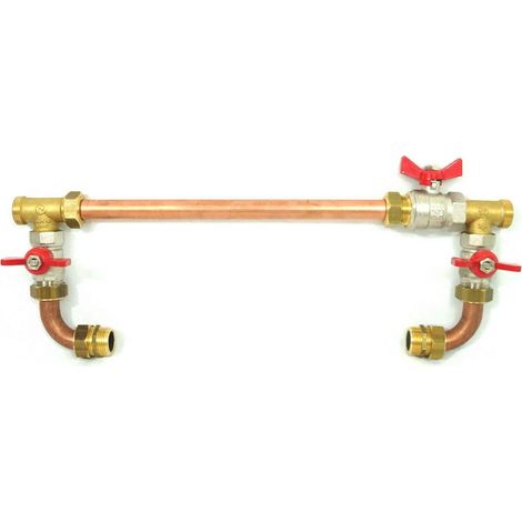 Toodo – By-pass laiton pour double porte filtre à eau 9" 3/4 – 3 vannes quart de tour – Raccord 3/4" (20/27) – Certifié ACS pour eau potable (1/4)