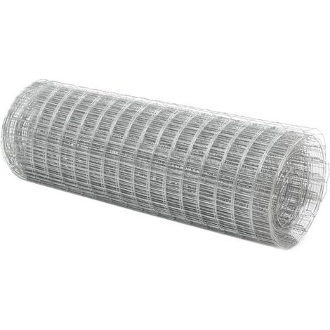 Grillage à poules et volière 25 x 0,5 m, mailles fines 16 x 16 mm, acier galvanisé, protection anti-rongeurs, argent (1/5)