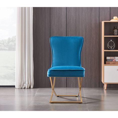 Sedia da pranzo singola Trafalgar Lux in velluto con gambe in metallo dorato - sedia da pranzo - sedia imbottita - sedia da pranzo moderna - verde
