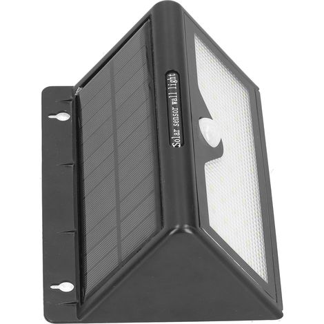 Lampe solaire triangulaire à 46 LED pour cour, avec capteur infrarouge de détection de présence humaine, idéale pour les clôtures, les jardins et l'éclairage public. (1/5)