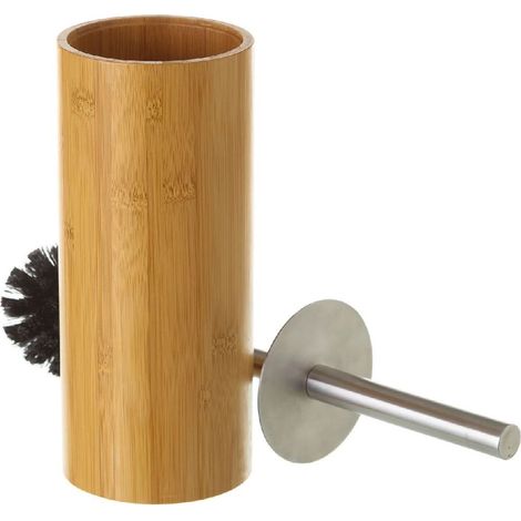 Brosse WC en Bambou, Inox et Brosse Noire Rond (1/5)