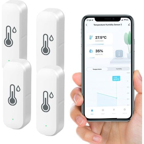 4 WLAN-Hygrometer für den Innen- und Außenbereich, Fernüberwachung und Alarmierung über die Tuya-App (1/5)
