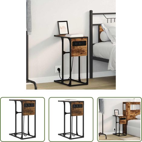 Rangement nuit -  Cabinet de chevet Chêne fumé 41,5 x 26 x 60,5 cm (1/5)