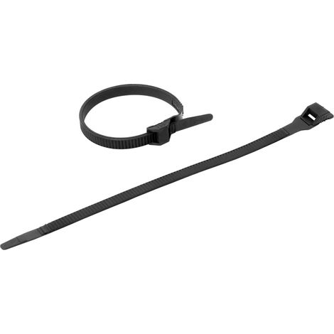 DEBFLEX - Cinghia autobloccante - Serra cavo in plastica - Morsetto di serraggio - Morsetto di plastica - Sacchetto con gancio di 25 fascette autobloccanti 6 mm x 180 mm - nero - 709022