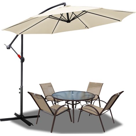TolleTour Sonnenschirm 3.5m Creme – Extra großer Gartenschirm für Terrasse, Pool & Familienbereich