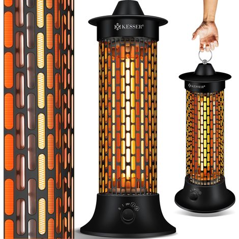 KESSER® Standheizstrahler Infrarotheizung 1200W Heizstrahler Energieeffiziente Heizung Innenraum mit 360° Oszillation Infrarotheizung Standgerät Schwarz