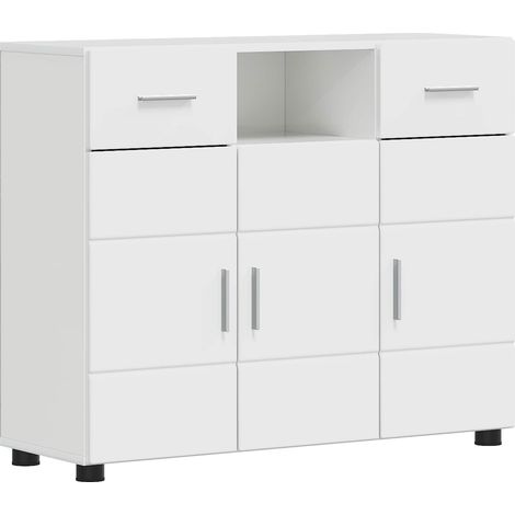 Vitrina con cajón Blanco brillante 88.5 x 30.5 x 73 cm vidaXL