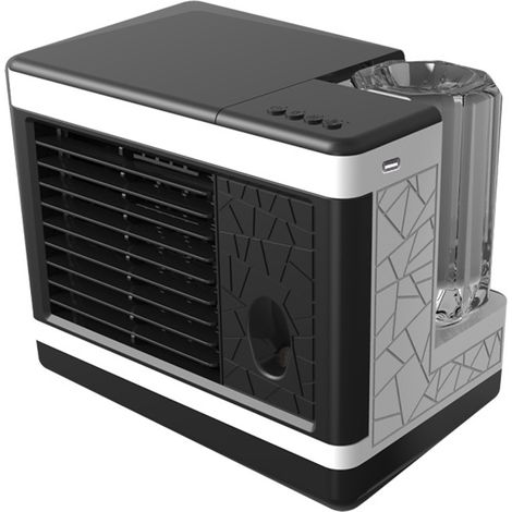 Mini ventilateur USB rechargeable avec brumisateur, rafraîchisseur d’air portable multifonction, ventilateur de bureau silencieux avec fonction humidificateur, Glacières à moindre coût, 1 pièce, Blanc (1/5)