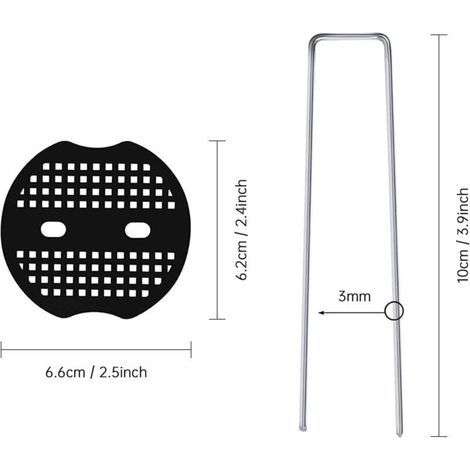 50 Piquets De Jardin avec Rondelles, Piquets De Fixation en Acier Galvanisé pour Baches Agraphes De Fixation De Toile De Paillage Piquets Galvanisé extracteur de piquets en Acier Inox (1/3)