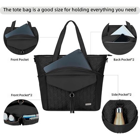Sac fourre tout matelassé pour enseignante, de travail avec poches ordinateur portable le (1/5)