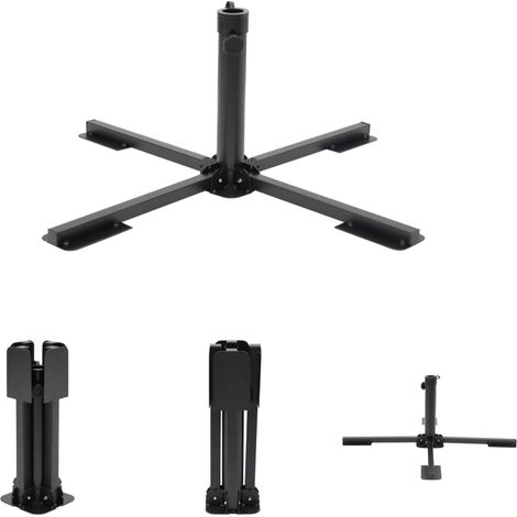 The Living Store Klappständer für Sonnenschirm Ø38/48 mm Mast Schwarz Stahl - Sonnenschirmständer