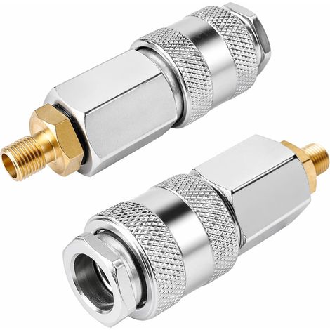 2 PCS adaptateur compresseur d air 3 en 1 acier filetage extérieur valve US (1/5)