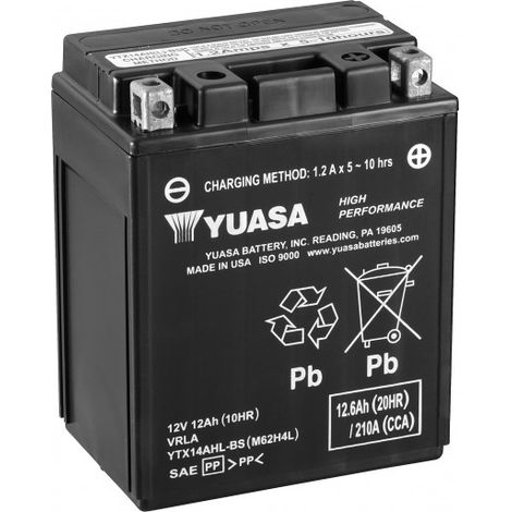 Batterie moto YUASA YTX14AHL-BS 12V 12.6AH 210A (1/2)