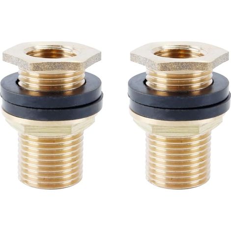 Passe-câble en laiton pour réservoir 1/2" x filetage femelle 3/8", raccord à vis pour robinets, citernes et réservoirs d'eau avec 2 joints (1/5)