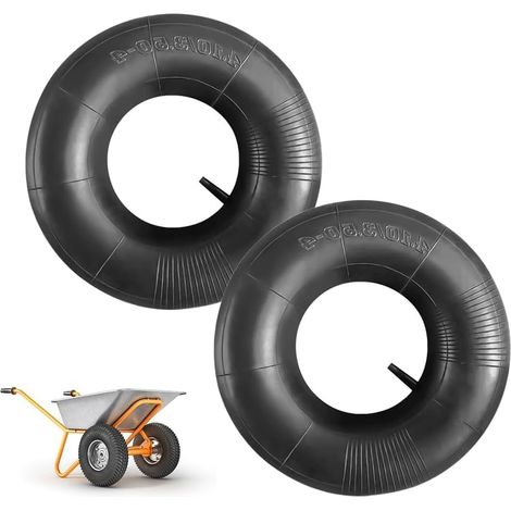 2 Pièces Tuyaux pour Roue de Brouette, 4,10/3,50-4 Pouces Tuyau de Roue de Brouette, Chambre à Air de Pneu, Tuyau de Diable, Tuyau de Pneu pour Chariots à Main, Brouettes, Tondeuses à Gazon (1/5)