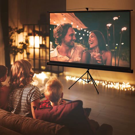 Écran de projection avec trépied 221 x 124 cm (100 pouces) 16:9 HD 4K enroulable