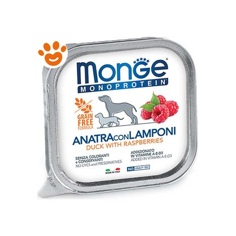 Monge Dog Monoprotein Adult Anatra e Lamponi - Monge Dog Monoprotein Adult Anatra e Lamponi - Vaschetta Da 150 Gr