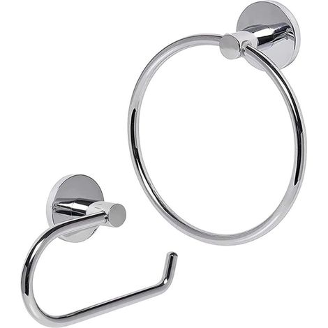 Set of 2 Water-Resistant Stainless Steel Toilet Roll Holders, Silver Design for Bathroom (1/5)