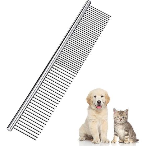 Peigne anti-puces et de toilettage pour chien en acier inoxydable - 19 x 3,5 cm (1/3)
