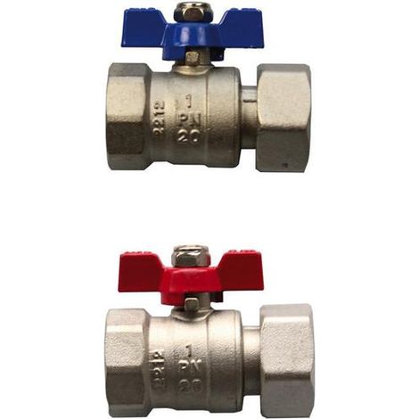 SCHÜTZ Kugelhahnset Verteilerabsperrung vernickelt, 1" IG/ 1" IG, Standard, 5000732