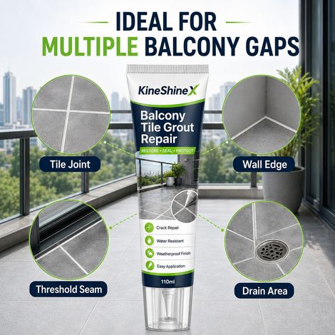 KineShineX Balcony Tile Grout Repair Agent: Crack Filler, Waterproof, Weather-Resistant, Smooth, and Renews Outdoor Balcony (1/4)