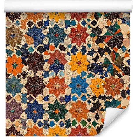 Papier peint mosaïque mexicaine orange et or 50x1000 cm (1/5)