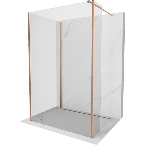 Mexen Kioto Duschwand Walk-in 120 x 120 x 30 cm, transparent, gebürstetes Kupfer - 800-120-120-221-6