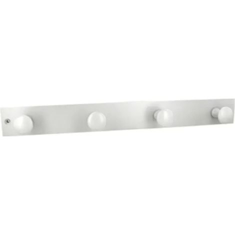 Patère murale 4 têtes en hêtre blanc, L.475xH.42xP.60mm