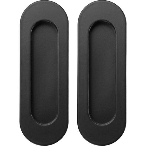 Set di 2 maniglie ovali da incasso per porte scorrevoli in acciaio inox per porte, armadi o cassetti (nero)
