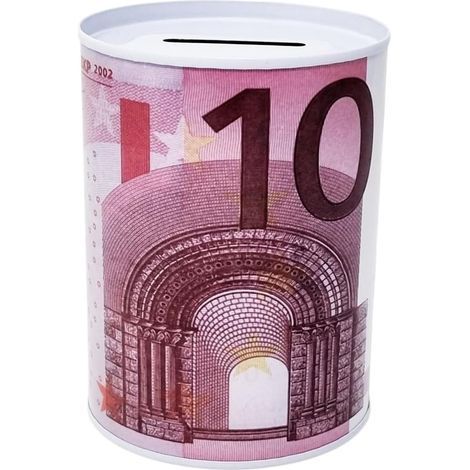 Tirelire Design billet 10 euros en métal étain non ouvert 10 x 8 cm (1/5)