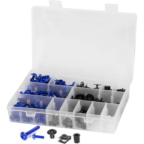 Kit 223 pièces vis carénage moto, boulons pare-brise, écrous fixation carrosserie, quincaillerie complète pour motocycle, teinte bleue
