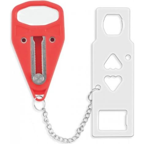 Serrure de porte portable, serrure de porte de sécurité domestique pour plus de sécurité et d'intimité (rouge) (1/5)