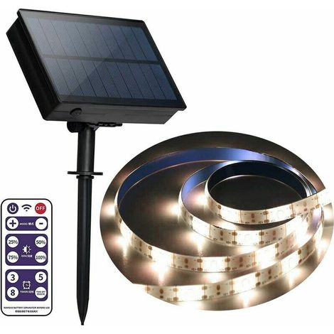 Bandeau solaire LED extérieur 8 modes, étanche et flexible, pour jardin/maison/cour