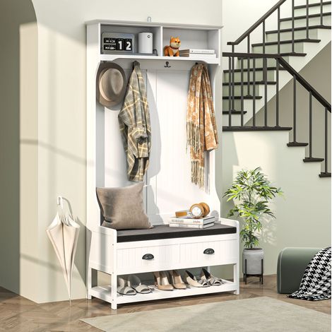 Mueble recibidor con perchero y zapatero MDF OKMYHOME (1/5)