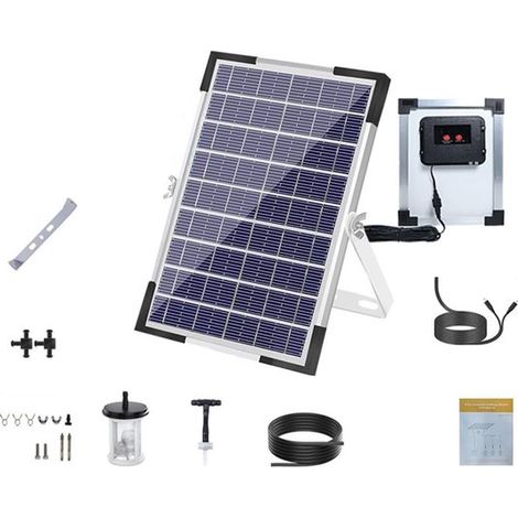 Automatisches Solar-Tropfbewässerungssystem mit Zeitschaltuhr und 30 Tropfern, geeignet für Gärten, verstellbares ABS-Pflanzenset (blau). (1/5)