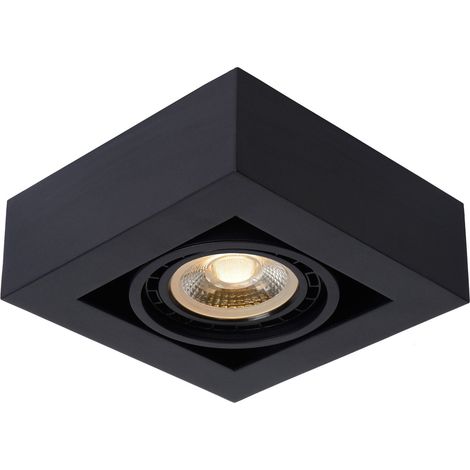 Spot plafond carré alu Lucide Zefix noir 1xGU10 12W (1/5)