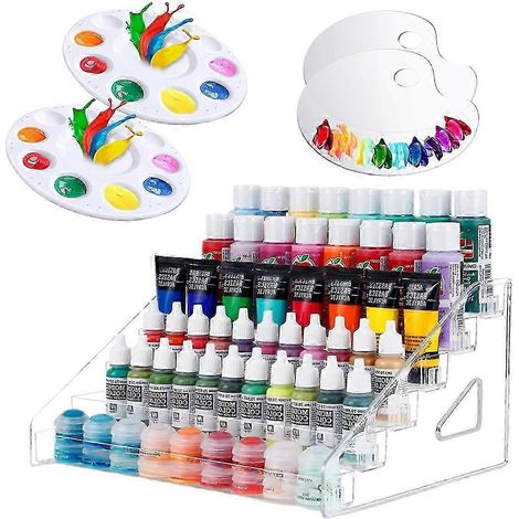 Boîte de rangement pour peinture à 7 compartiments avec plateau, support pour flacons et tubes de peinture. (1/5)
