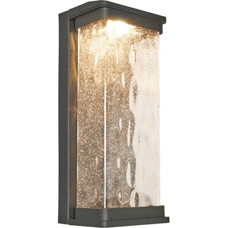 Litecraft Boyd Wall Light Large Outdoor Water Rippled Glass LED Lantern - Black (1/5)