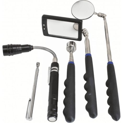KIT 5 STRUMENTI MECCANICO AUTO SPECCHIETTO LED TELESCOPICO CALAMITA MAGNETE 5PUsa