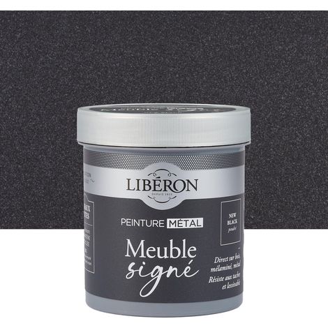 Pintura para muebles y carpintería, muebles de la marca LIBÉRON, nuevo acabado metálico en polvo negro, 0,5 L LIBERON (1/4)
