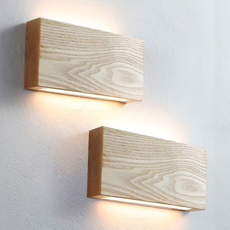 Set da 2 lampade da parete con dimmer touch, moderne e minimaliste, in legno di frassino, 6W, 20cm, per testiera del letto, soggiorno, sala da pranzo, decorazione murale di sfondo (1/5)