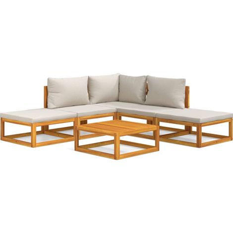 Maison Exclusive - Set Salotto Giardino 6pz Cuscini Grigio Chiaro Legno Massello