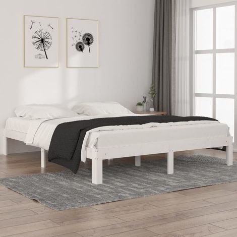 vidaXL Giroletto Bianco in Legno Massello di Pino 160x200 cm (1/5)