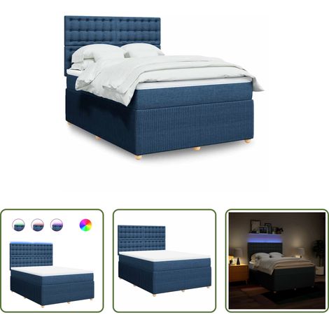 Matelas à ressorts ensachés - Sommier à lattes de lit avec matelas Bleu 140x200 cm Tissu (1/5)