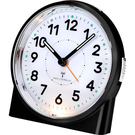 Réveil Analogique Radio Piloté avec Lumière, Silencieux, À Pile Réveil Matin Et Voyage – Snooze, Aiguilles Phosphorescentes, Alarme Très Forte, Sans Tic-Tac Idéal Pour Chambre Ou Bureau (1/5)