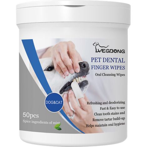 lingettes pour les dents des animauxLingettes nettoyantes douces pour les dents de votre chien, pour éliminer les taches et le tartre. (1/4)