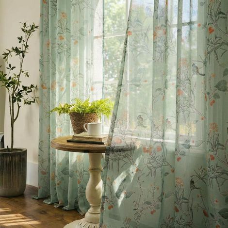 Rideaux rétro pour Chambre à Coucher, Salle à Manger, décoration de Cottage Naturel, Rideaux décoratifs pour fenêtre de Cuisine, Salle de Bain, 160 cm de Long, Vert Sauge (1/5)